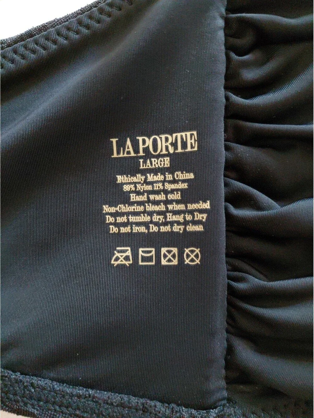 NWT La Porte Kate Bandeau Hardware Bikini Top in Jet Black Size L #208